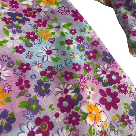 Vintage All Hours Top Womens XS Floral Oversized Roll Tab Sleeve Button 80s USA - Picture 6 of 16